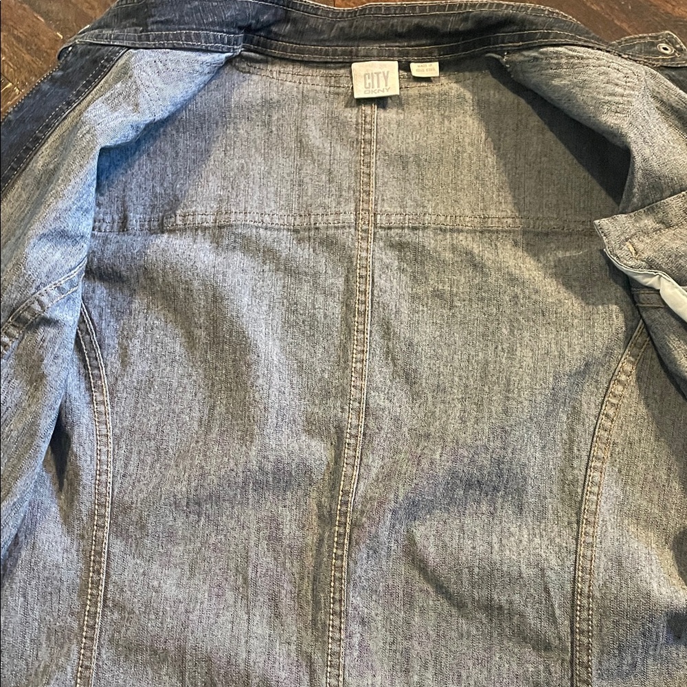 DKNY Dark Denim Jacket with Zipper Details - Picture 3 of 6